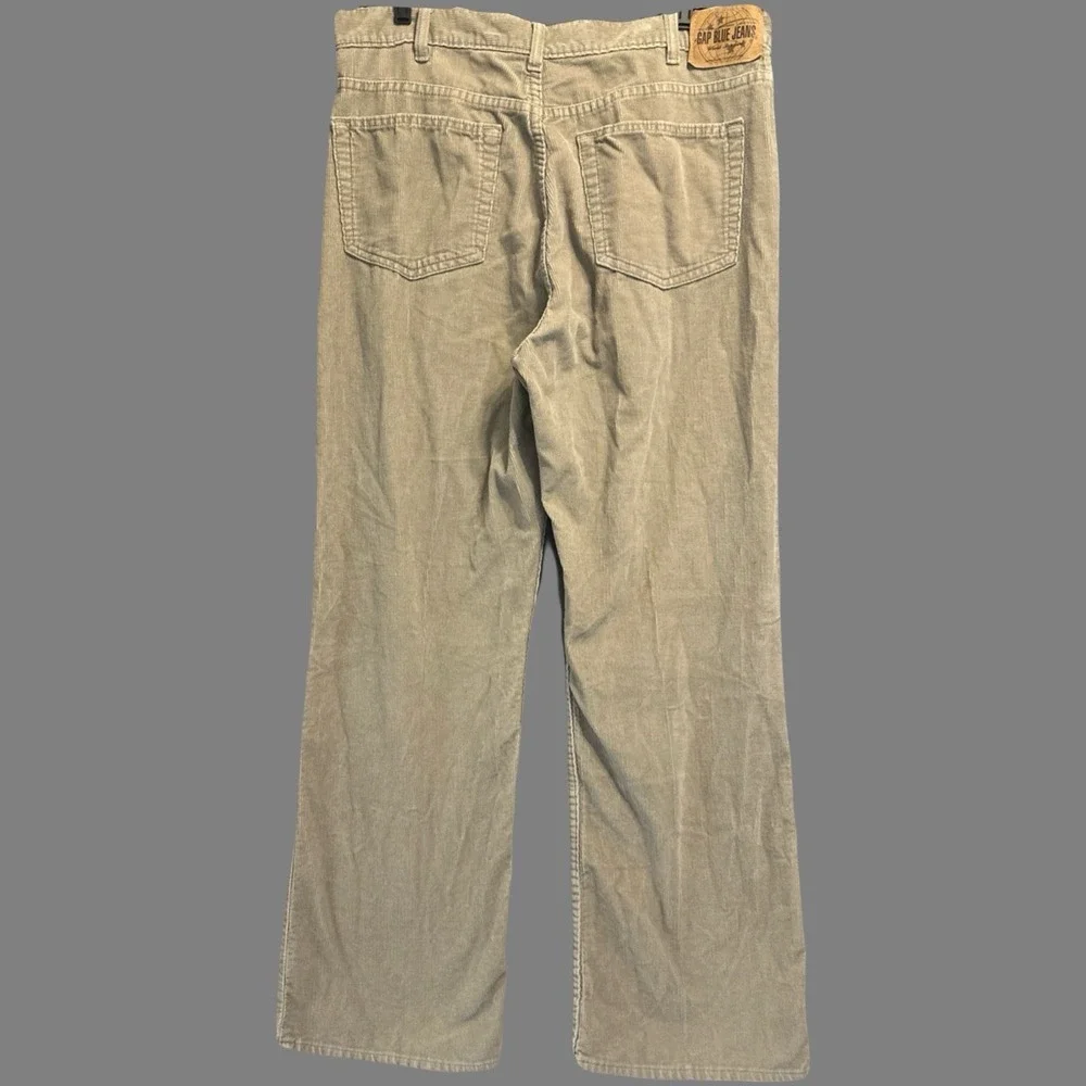 VTG Y2K Gap Boot Fit Corduroy Pants Mens 34x30 Beige Baggy Hipster Grunge Casual - Picture 3 of 9